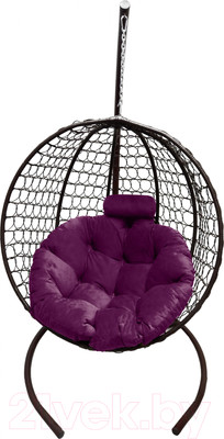 Кресло подвесное Craftmebelby Кокон Круглый Премиум (коричневый/фиолетовый)