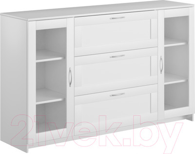 Тумба Mio Tesoro Сириус 2 двери со стеклом и 3 ящика 156x95 2.02.03.370.1 (белый)