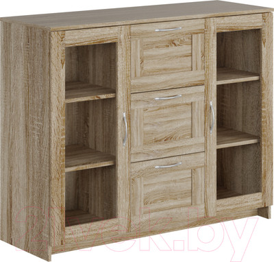 Тумба Mio Tesoro Сириус 2 двери со стеклом 117x95 2.02.03.380.3 (дуб сонома)