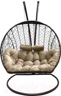 Кресло подвесное Craftmebelby Кокон Двойной (коричневый/бежевый)