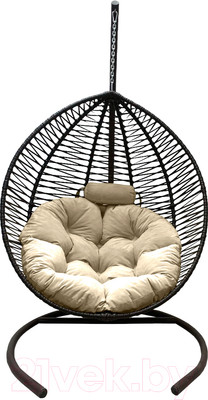 Кресло подвесное Craftmebelby Кокон Капля Зигзаг (черный/бежевый)