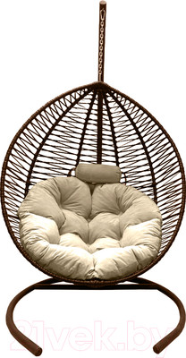 Кресло подвесное Craftmebelby Кокон Капля Зигзаг (коричневый/бежевый)