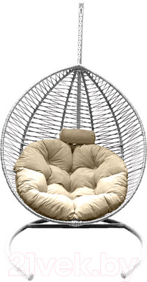 Кресло подвесное Craftmebelby Кокон Капля Зигзаг (белый/бежевый)