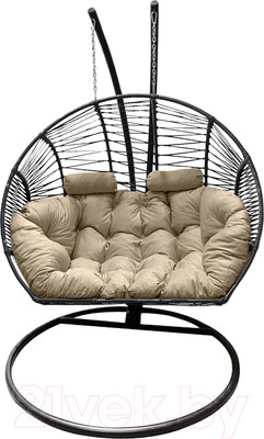 Кресло подвесное Craftmebelby Кокон Двойной Премиум Зигзаг (черный/бежевый)