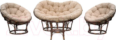 Комплект садовой мебели BiGarden Mamasan Papasan / БГ-3+1-К (какао)