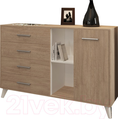 Тумба Генезис Мебель Светлана (дуб сонома/белый)