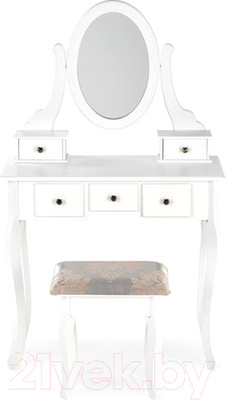 Туалетный столик с зеркалом Halmar Sara с табуретом (белый/белый)