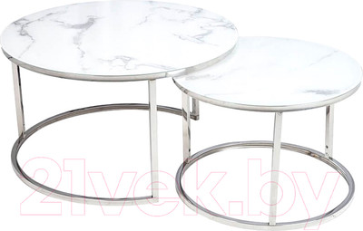 Комплект журнальных столиков Signal Atlanta B (эффект белого мрамора/хром)