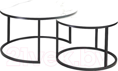 Комплект журнальных столиков Signal Atlanta C (эффект белого мрамора/черный матовый)