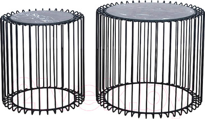 Комплект журнальных столиков Signal Lucca 2 (эффект черного мрамора/черный)