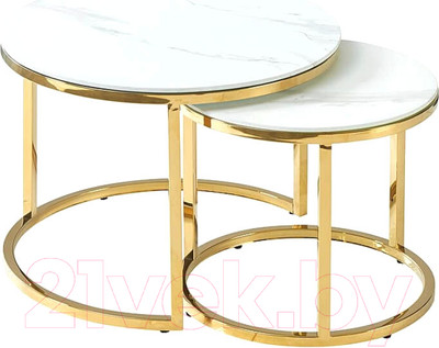 Комплект журнальных столиков Signal Muse II (эффект белого мрамора/золотой)