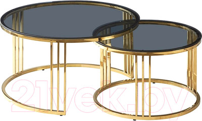 Комплект журнальных столиков Signal Vienna (дымчатый/золотой)