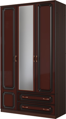 Шкаф Bravo Мебель Лак ШР-3 1 зеркало (орех шоколадный/лак орех темный)