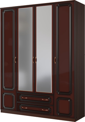 Шкаф Bravo Мебель Лак ШР-4 2 зеркала (орех шоколадный/лак орех темный)