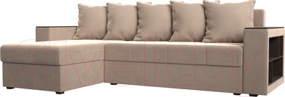Диван угловой Лига Диванов Дубай лайт левый (велюр бежевый)