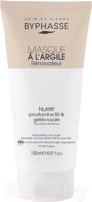 Маска для лица кремовая Byphasse Обновляющая с глиной провитамином В5 и маточным молочком (150мл)