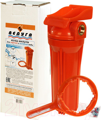 Корпус магистрального фильтра Энкор Ведуга SL10" 3/4" / 69329 (для горячей воды)