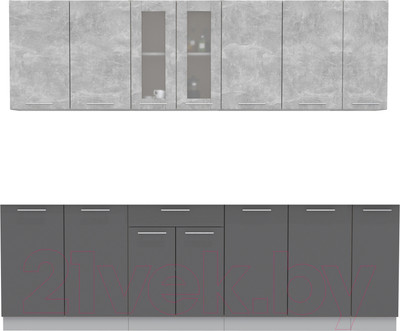 Кухонный гарнитур Interline Мила 25 без столешницы (бетон/антрацит)