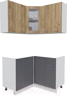 Кухонный гарнитур Интерлиния Мила 12x12 без столешницы (дуб золотой/антрацит)