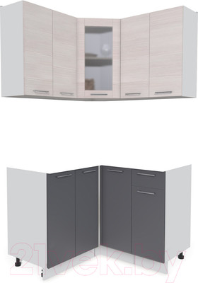 Кухонный гарнитур Интерлиния Мила 12x12 без столешницы (вудлайн кремовый/антрацит)