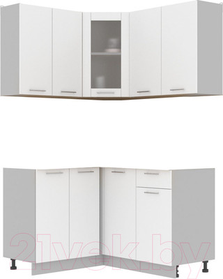 Кухонный гарнитур Интерлиния Мила 12x14 без столешницы (белый платинум)