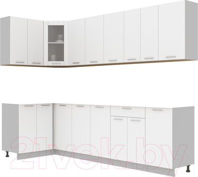 Кухонный гарнитур Interline Мила 12x28 без столешницы (белый платинум)