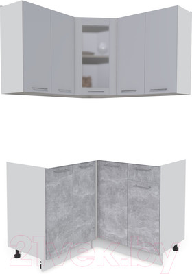 Кухонный гарнитур Интерлиния Мила 12x12 без столешницы (серебристый/бетон)