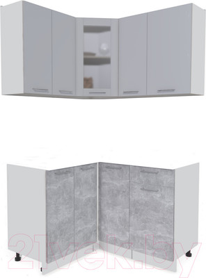 Кухонный гарнитур Интерлиния Мила 12x13 без столешницы (серебристый/бетон)