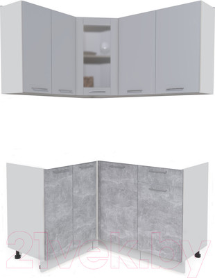Кухонный гарнитур Интерлиния Мила 12x14 без столешницы (серебристый/бетон)