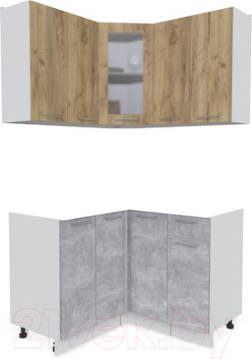 Кухонный гарнитур Интерлиния Мила 12x12 без столешницы (дуб золотой/бетон)