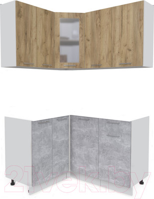 Кухонный гарнитур Интерлиния Мила 12x14 без столешницы (дуб золотой/бетон)