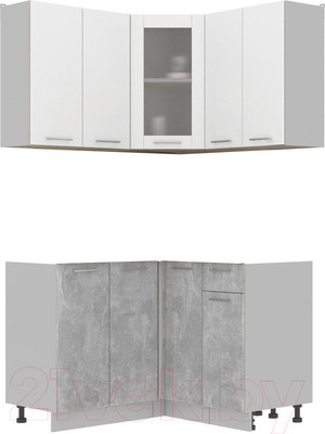 Кухонный гарнитур Интерлиния Мила 12x12 без столешницы (белый платинум/бетон)