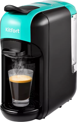 Кофеварка эспрессо Kitfort KT-7105-3 3 в 1 (черно-бирюзовый)