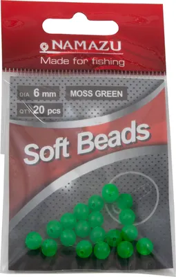 Набор бусин рыболовных Namazu Soft Beads 6мм / N-SBF-10 (20шт, темно-зеленый)