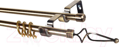 Карниз для штор Lm Decor Лайт Волна 16мм+16мм двухрядный (антик, 1.6м)