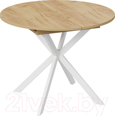 Обеденный стол ТриЯ Мэдисон раздвижной тип 1 (белый муар/дуб крафт золотой)