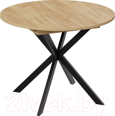 Обеденный стол ТриЯ Мэдисон раздвижной тип 1 (черный муар/дуб крафт золотой)