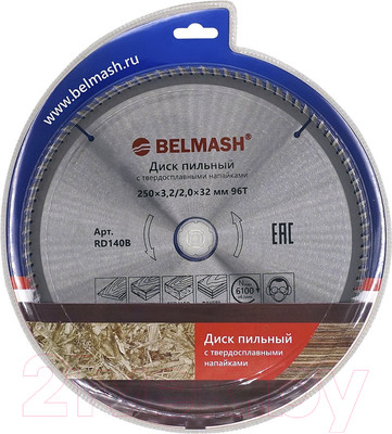 Пильный диск БЕЛМАШ 250x3x2/2.0x32/30 96T / RD140B