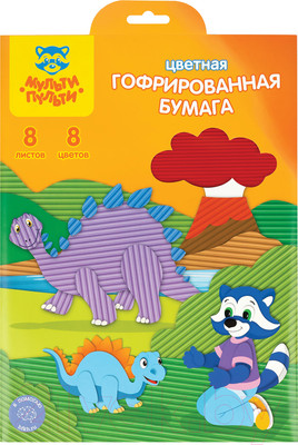 Набор цветной бумаги Мульти-пульти Приключения Енота / ЦБгА4_18875 (8цв)