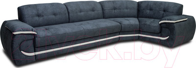 Диван угловой Петрамебель Браво левый (брабус 17 темно-серый велюр/брабус 15 светло-серый велюр)