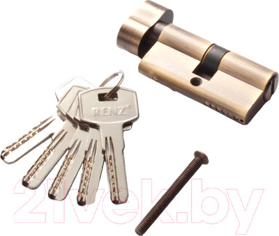Цилиндровый механизм замка Ренц 60мм К-З Компьютерный ключ / INCC 60-H AB (бронза античная)