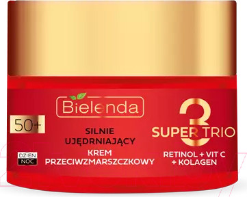 Крем для лица Bielenda Super Trio Retinol+Vit C+Kolagen Сильноукрепляющий 50+ день/ночь (50мл)