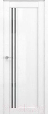 Дверь межкомнатная Deform V9 ДО 60x200 (вайт вуд/стекло черный лак)