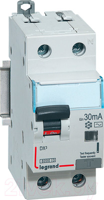 Дифференциальный автомат Legrand DX3 1P+N C 10A 30мА 6kA 2M / 411000