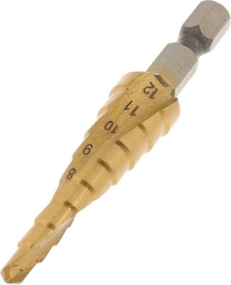Сверло Tundra Pro ступенчатое HSS TiN спирал. шестигр.хвостовик 4-12мм 4606765