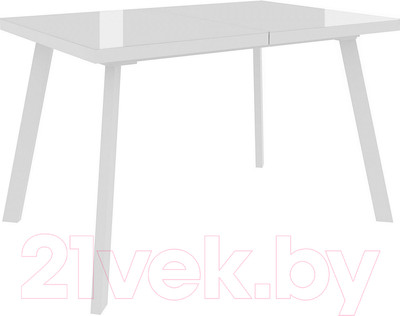 Обеденный стол Сакура Милан 138-178 (белый/белый со стеклом)