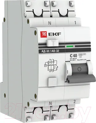 Дифференциальный автомат EKF PROxima АД-32 1P+N 40А/100мА 4.5кА / DA32-40-100-pro
