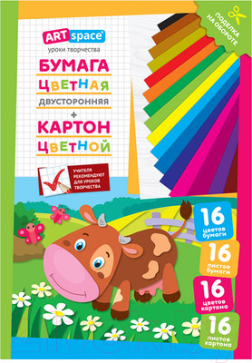 Набор цветной бумаги и картона ArtSpace Коровка / Нкб16-16_28667