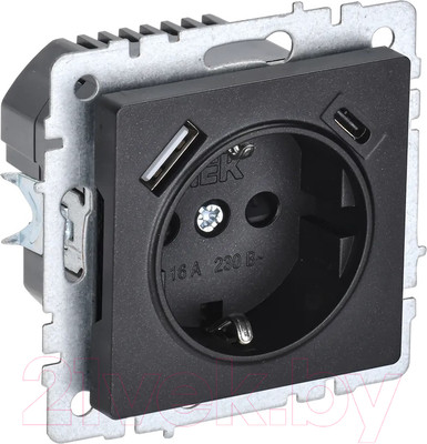 Розетка IEK Brite BR-R14-16-U22-018-K02 (черный)