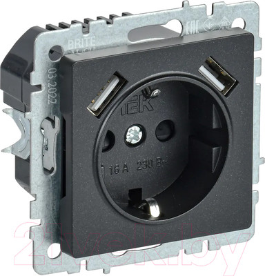Розетка IEK Brite BR-R14-16-U21-D31-K02 (черный)